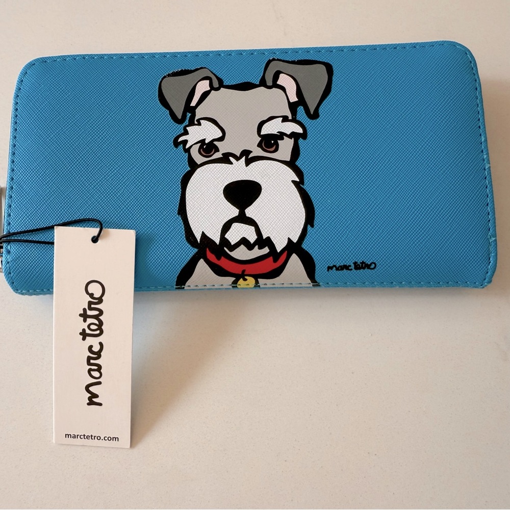 Marc Tetro Schnauzer Zip Around Wallet – Blue – New with Tags